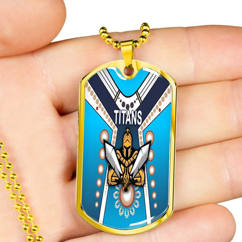Vibe Hoodie Dog Tag - Gold Coast Titans Simple Indigenous - Rugby Team Dog Tag