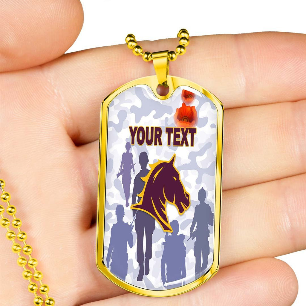 Vibe Hoodie Dog Tag - (Custom) Brisbane Broncos Anzac Day White - Rugby Team Dog Tag