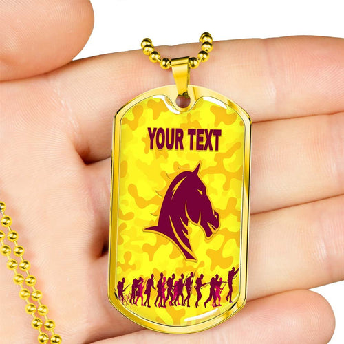 Vibe Hoodie Dog Tag - (Custom) Brisbane Broncos Anzac Day Gold Style - Rugby Team Dog Tag