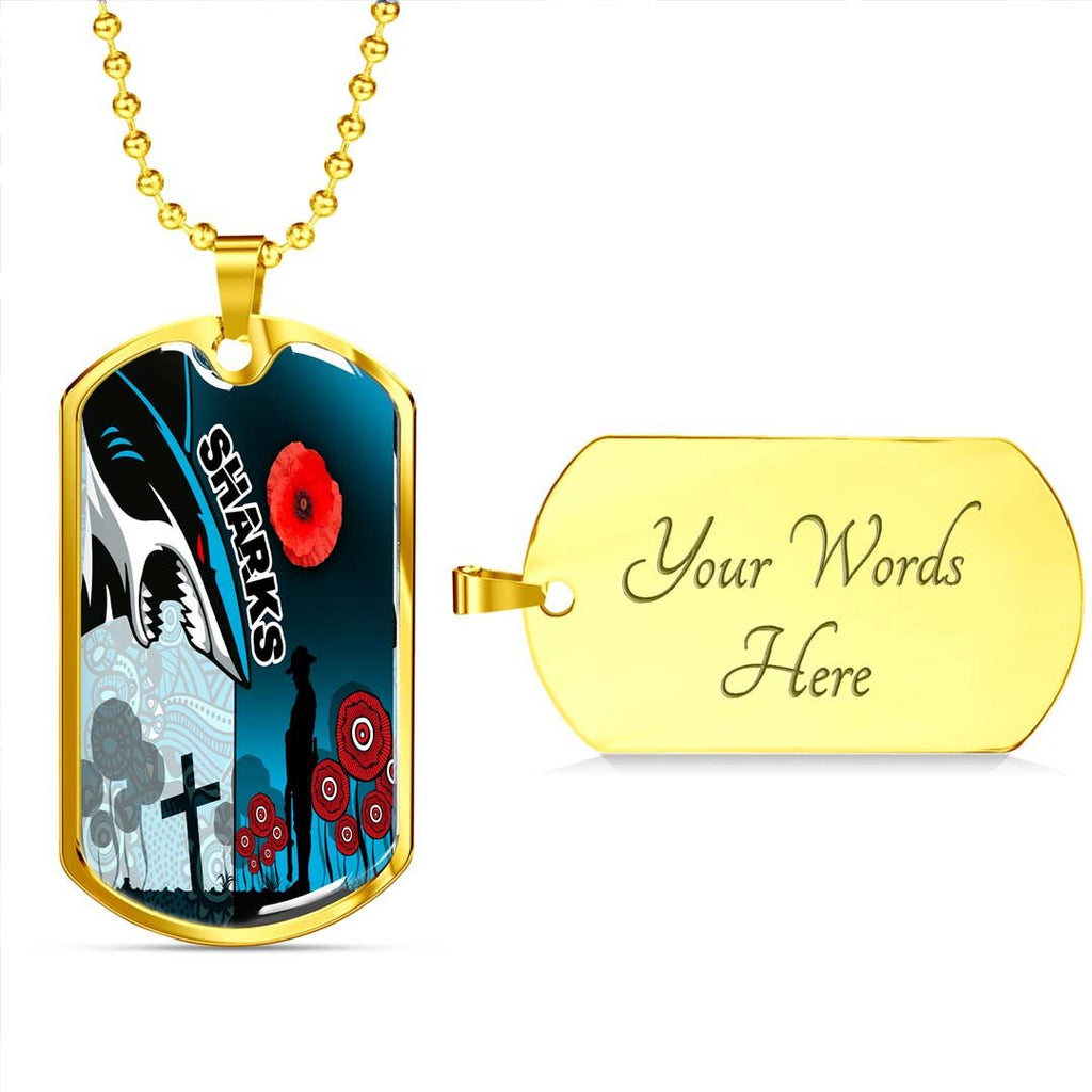 Vibe Hoodie Dog Tag - Cronulla-Sutherland Sharks Anzac Day New - Rugby Team Dog Tag