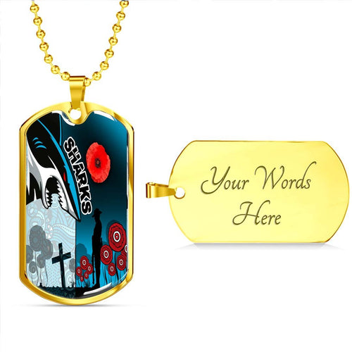 Vibe Hoodie Dog Tag - Cronulla-Sutherland Sharks Anzac Day New - Rugby Team Dog Tag
