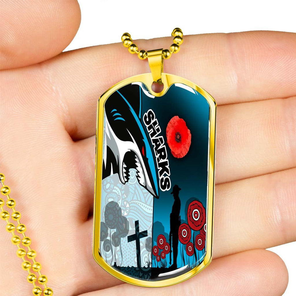 Vibe Hoodie Dog Tag - Cronulla-Sutherland Sharks Anzac Day New - Rugby Team Dog Tag