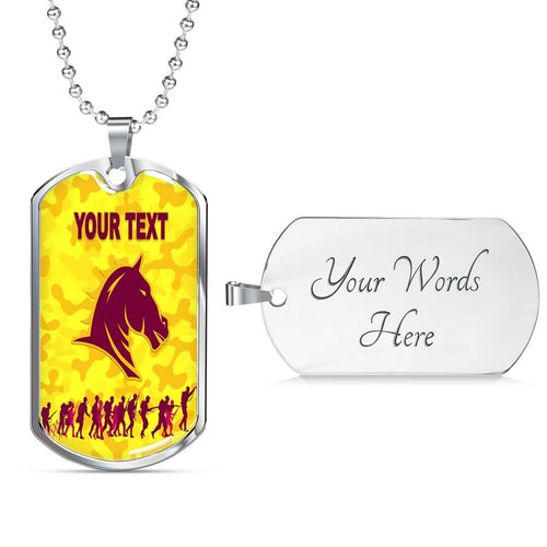 Vibe Hoodie Dog Tag - (Custom) Brisbane Broncos Anzac Day Gold Style - Rugby Team Dog Tag