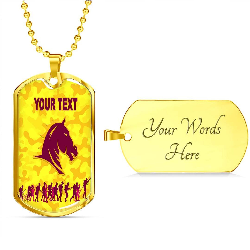 Vibe Hoodie Dog Tag - (Custom) Brisbane Broncos Anzac Day Gold Style - Rugby Team Dog Tag