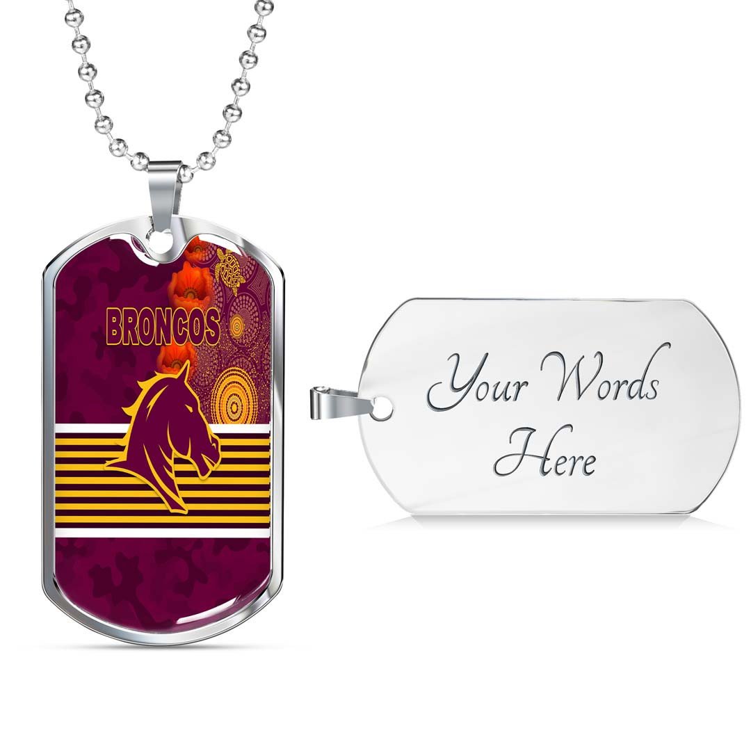 Vibe Hoodie Dog Tag - (Custom) Brisbane Broncos Indigenous, Poppy - Rugby Team Dog Tag