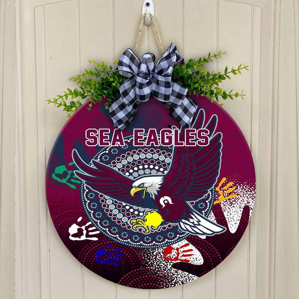 vibe-hoodie-wooden-sign-manly-warringah-sea-eagles-naidoc-2022-round-wooden-sign