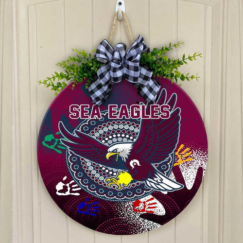 vibe-hoodie-wooden-sign-manly-warringah-sea-eagles-naidoc-2022-round-wooden-sign