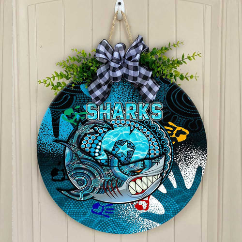 vibe-hoodie-wooden-sign-cronulla-sutherland-sharks-naidoc-2022-round-wooden-sign