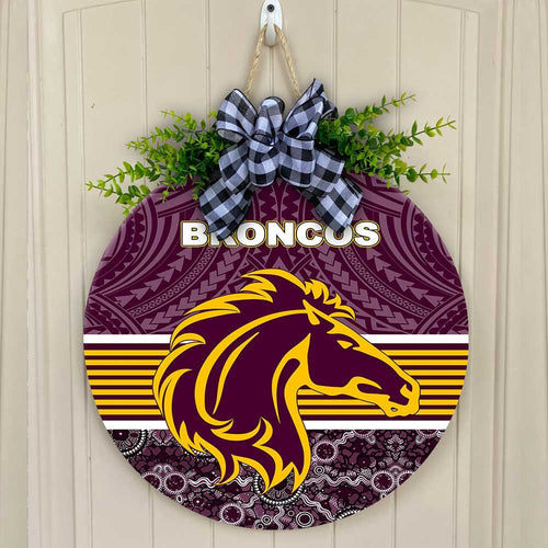 vibe-hoodie-wooden-sign-custom-brisbane-broncos-tattoo-style-round-wooden-sign