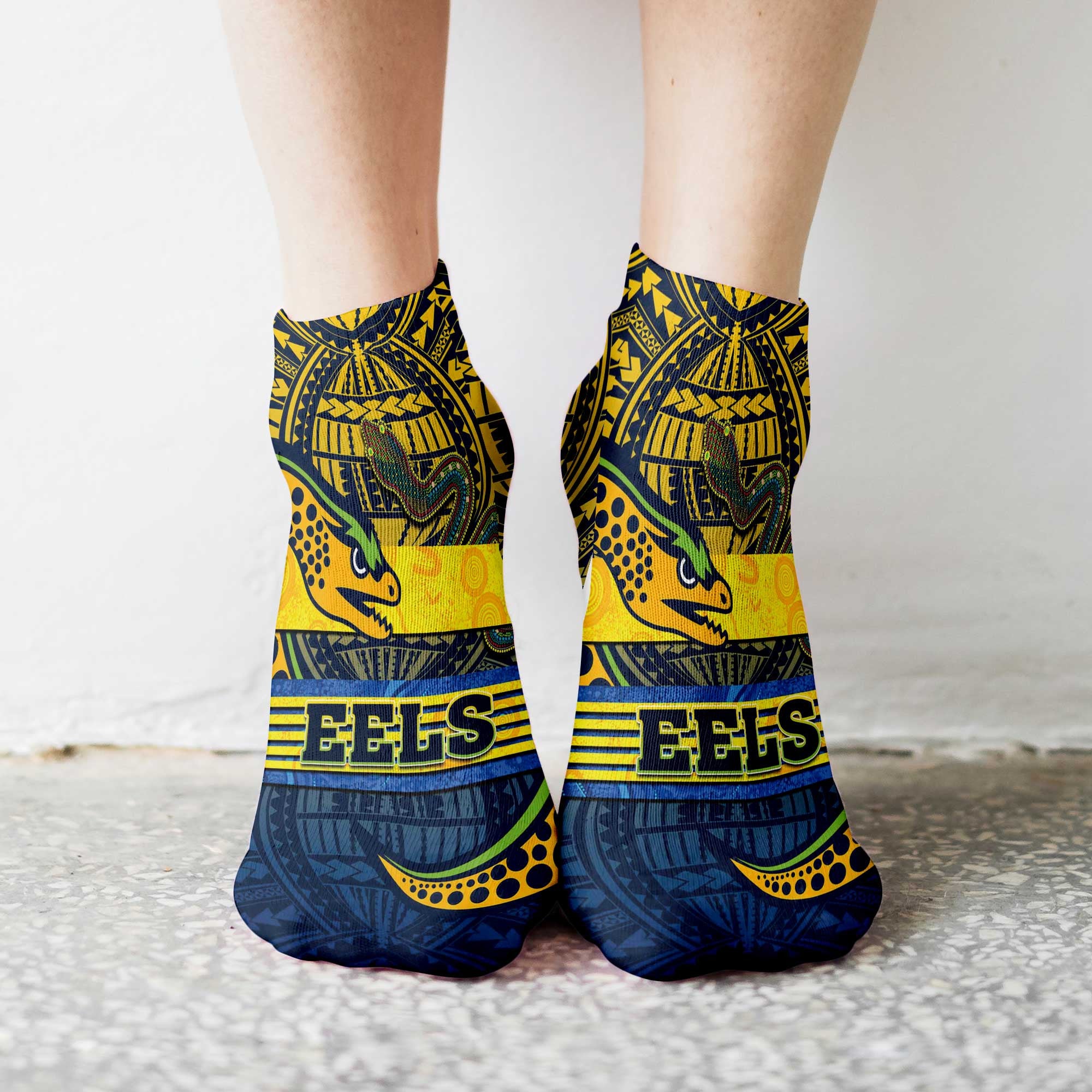 vibe-hoodie-socks-custom-parramatta-eels-tattoo-style-ankle-socks