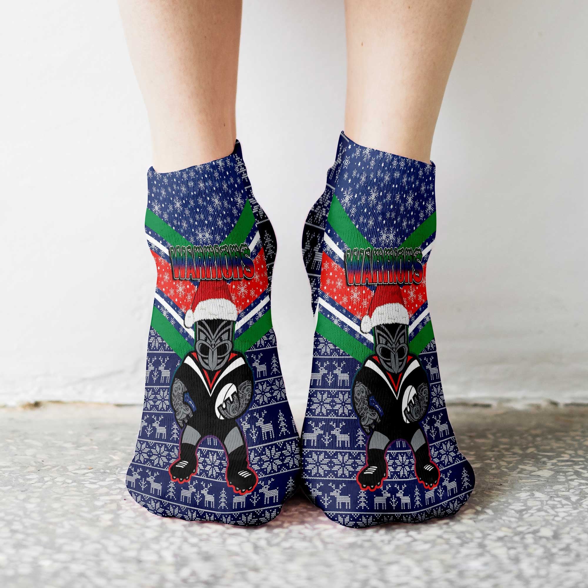 vibe-hoodie-socks-custom-new-zealand-warriors-christmas-ankle-socks