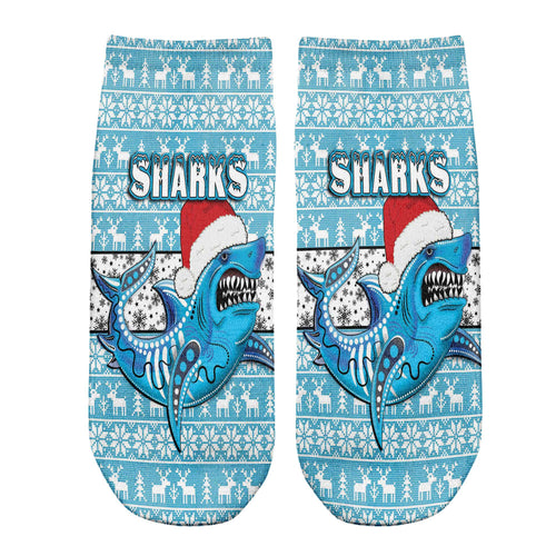 vibe-hoodie-socks-custom-cronulla-sutherland-sharks-christmas-ankle-socks