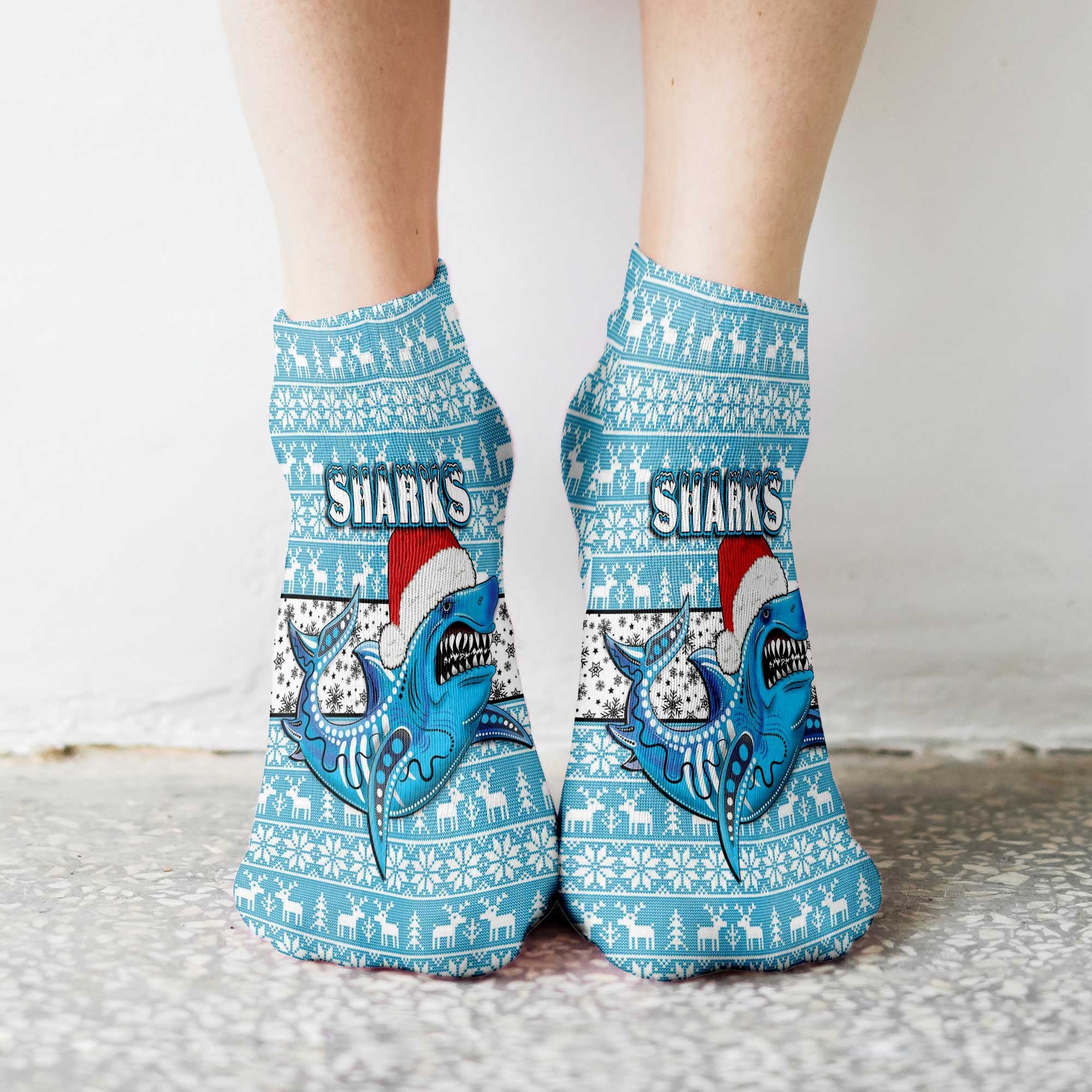 vibe-hoodie-socks-cronulla-sutherland-sharks-christmas-ankle-socks
