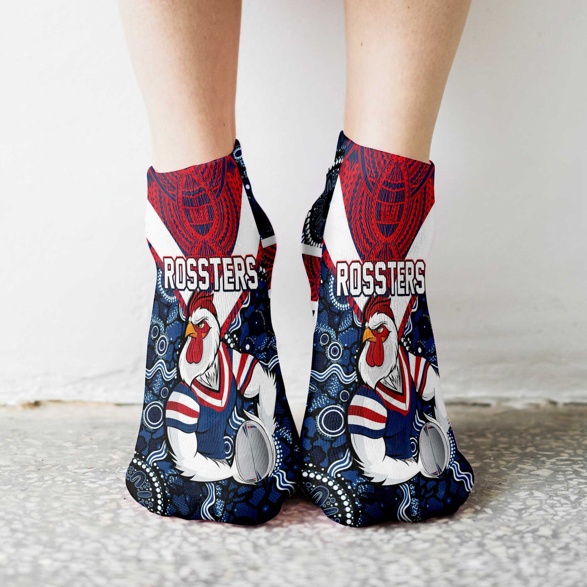 vibe-hoodie-socks-custom-sydney-roosters-tattoo-style-ankle-socks