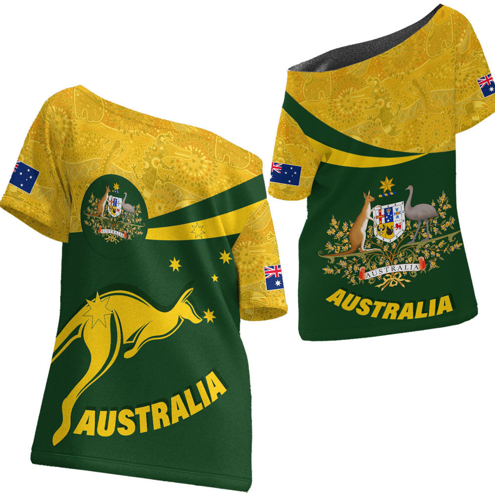 vibe-hoodie-clothing-australia-coat-of-arms-active-sport-pattern-gold-off-shoulder-t-shirt