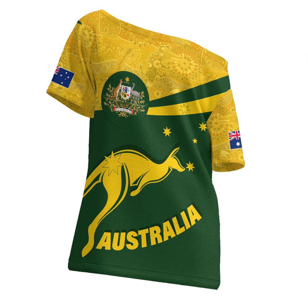 vibe-hoodie-clothing-australia-coat-of-arms-active-sport-pattern-gold-off-shoulder-t-shirt