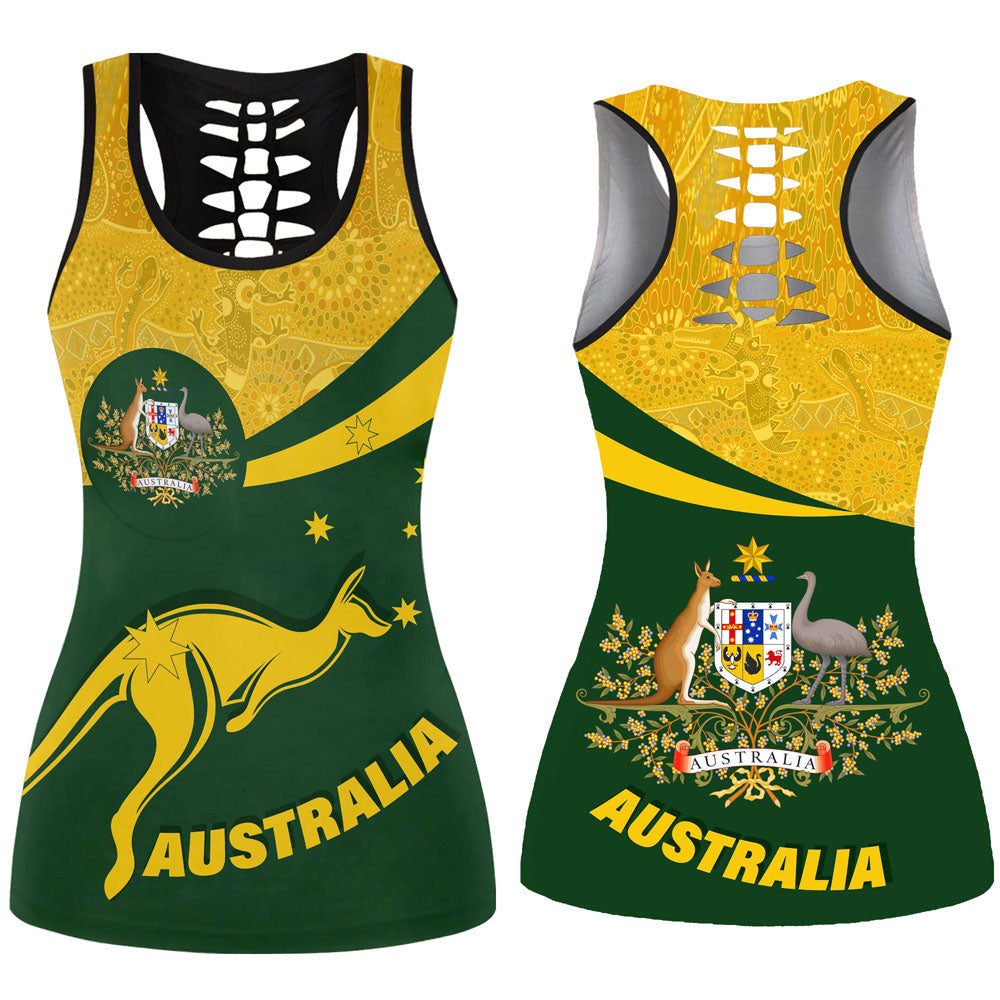 clothing-vibe-hoodie-clothing-australia-coat-of-arms-active-sport-pattern-gold-hollow-tank-top