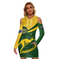 vibe-hoodie-clothing-australia-coat-of-arms-active-sport-pattern-gold-womens-tight-dress