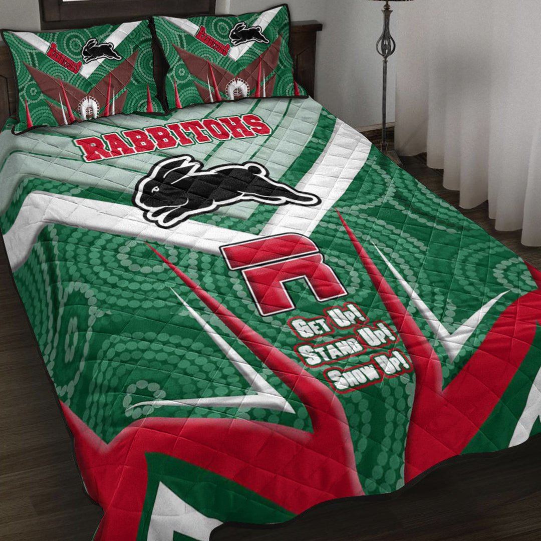 vibe-hoodie-quilt-bed-set-south-sydney-rabbitohs-naidoc-2022-sporty-style-quilt-bed-set