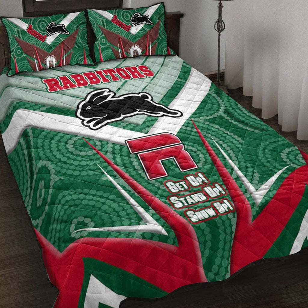 vibe-hoodie-quilt-bed-set-south-sydney-rabbitohs-naidoc-2022-sporty-style-quilt-bed-set