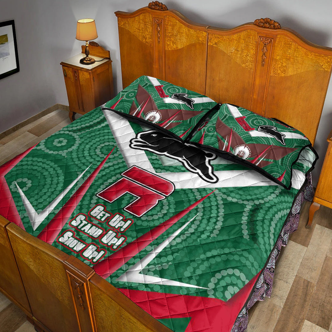 vibe-hoodie-quilt-bed-set-south-sydney-rabbitohs-naidoc-2022-sporty-style-quilt-bed-set