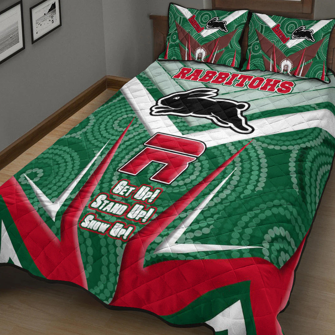 vibe-hoodie-quilt-bed-set-south-sydney-rabbitohs-naidoc-2022-sporty-style-quilt-bed-set