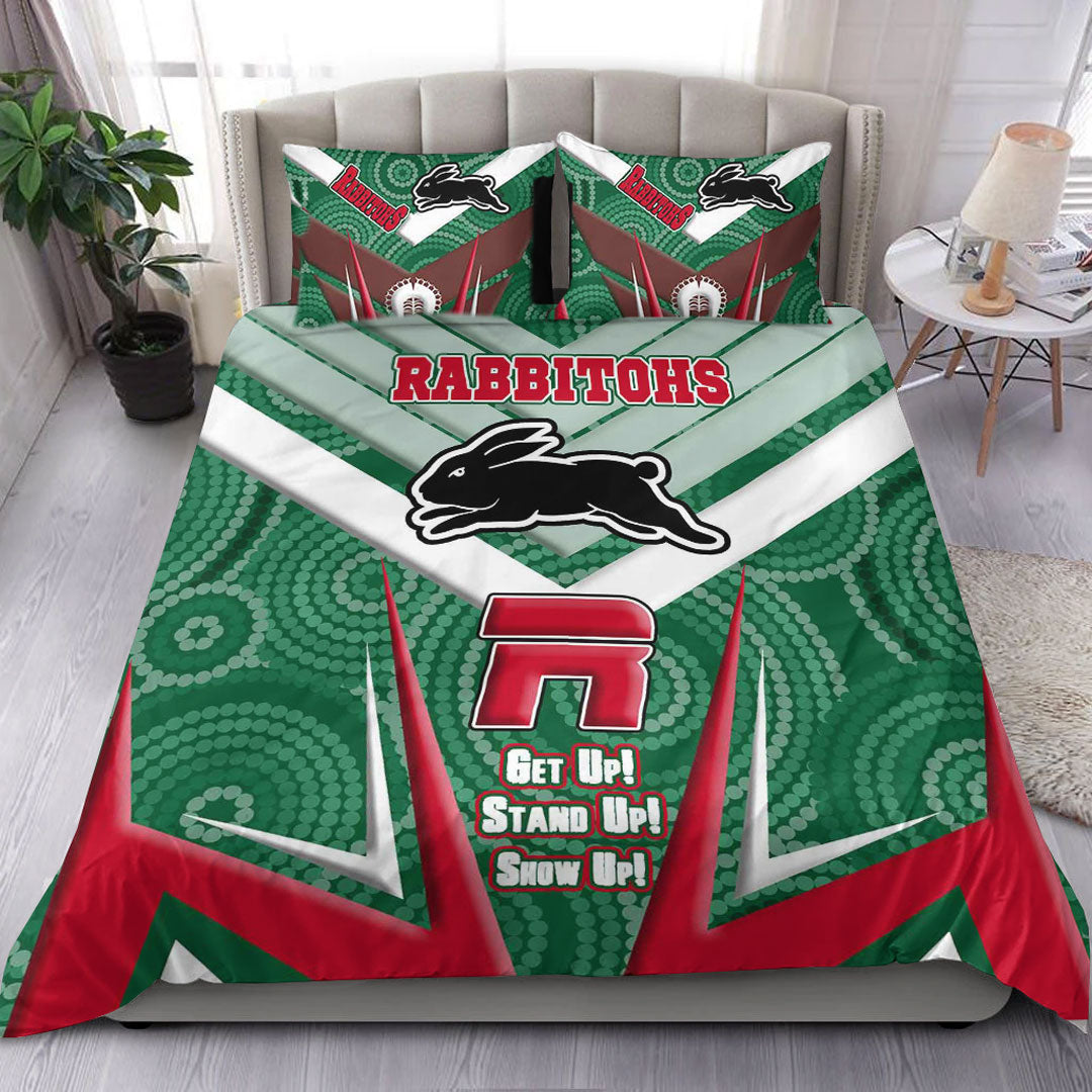 vibe-hoodie-bedding-set-south-sydney-rabbitohs-naidoc-2022-sporty-style-bedding-set