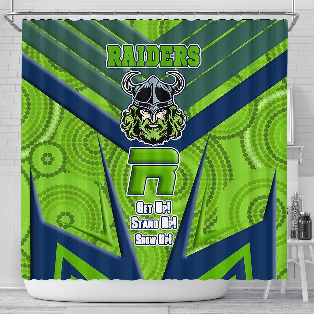 vibe-hoodie-shower-curtain-canberra-raidersnaidoc-2022-sporty-style-shower-curtain