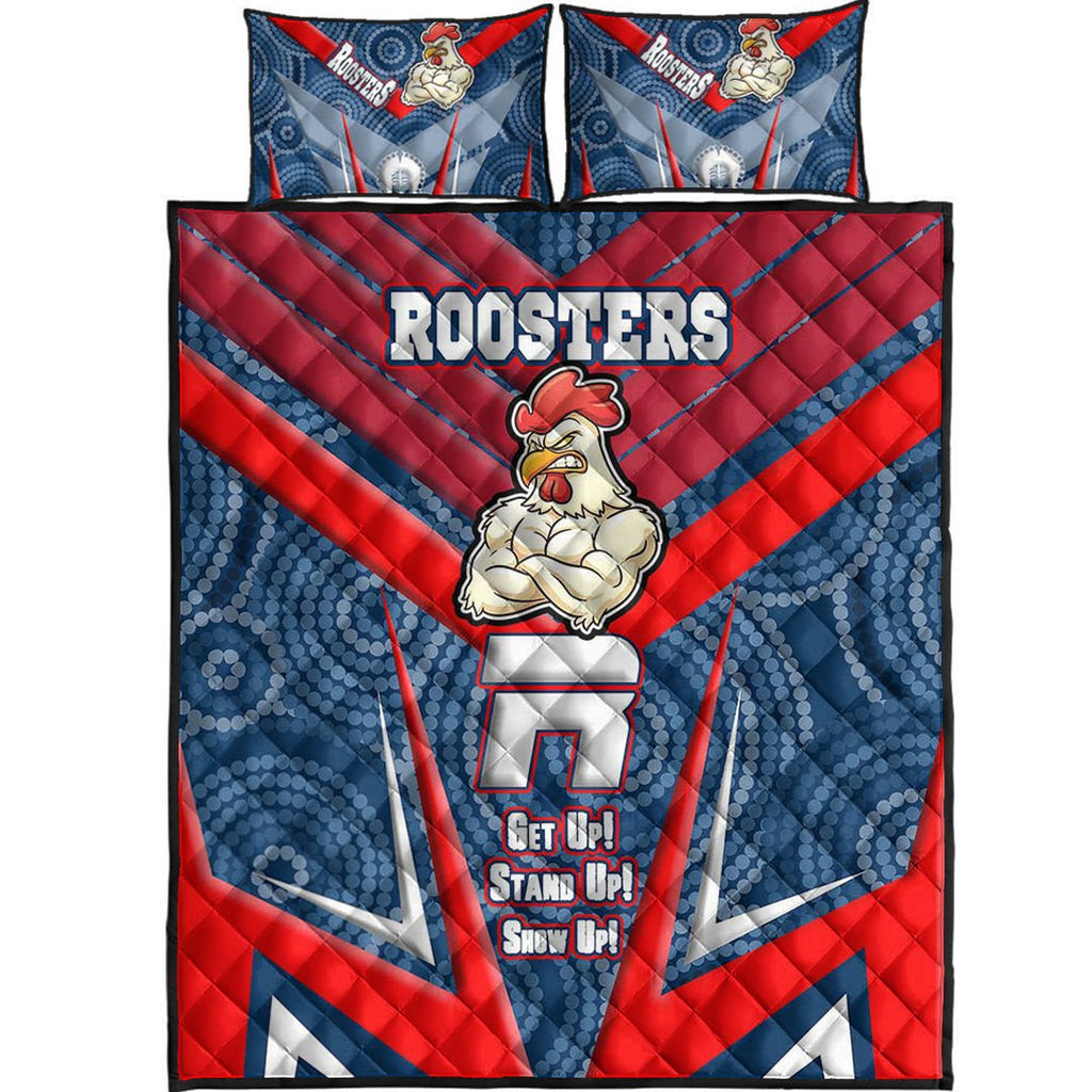 vibe-hoodie-quilt-bed-set-sydney-roosters-naidoc-2022-sporty-style-quilt-bed-set