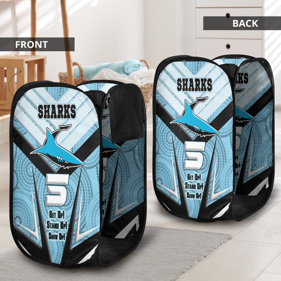 vibe-hoodie-laundry-hamper-cronulla-sutherland-sharks-naidoc-2022-sporty-style-laundry-hamper