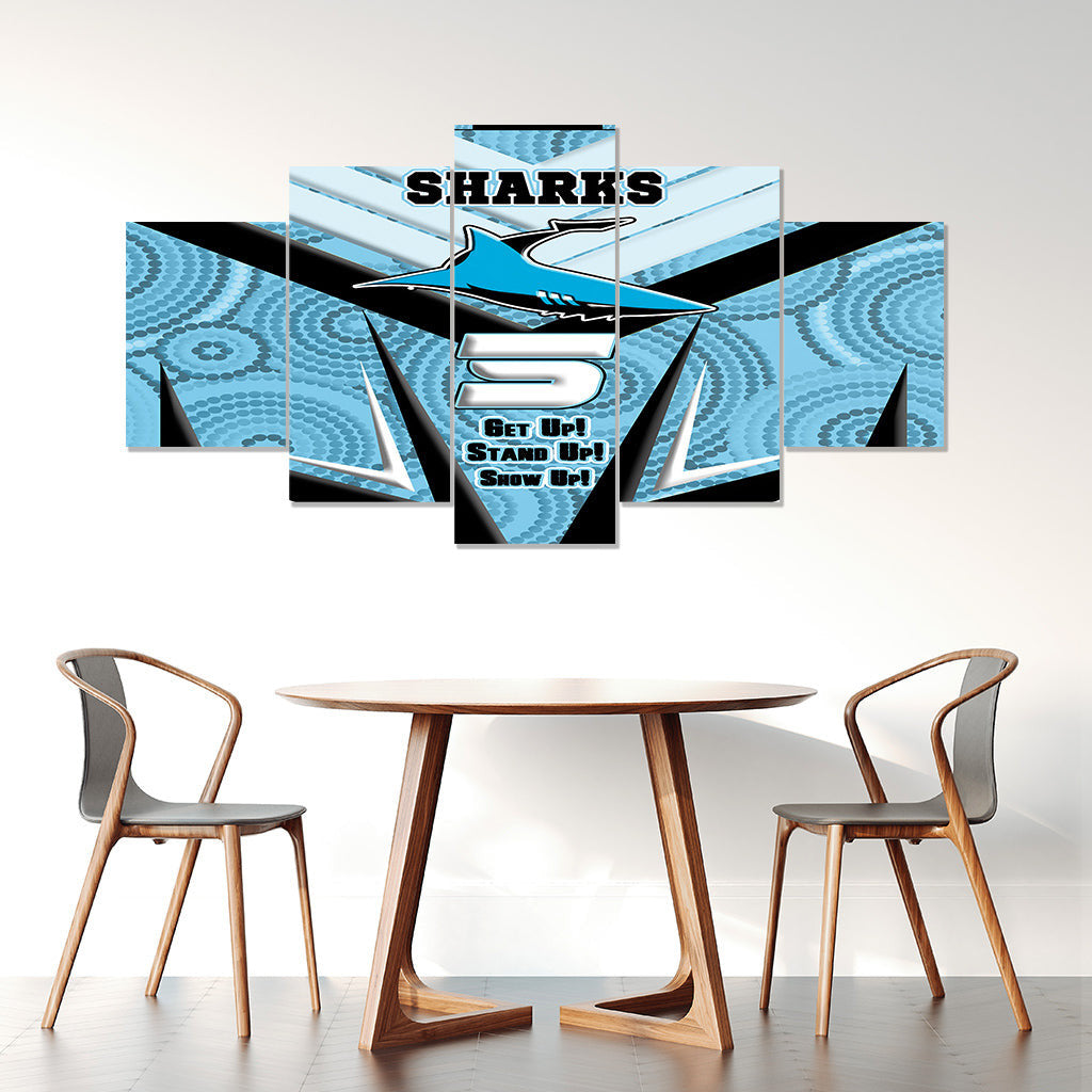 vibe-hoodie-canvas-wall-art-cronulla-sutherland-sharks-naidoc-2022-sporty-style-canvas-wall-art