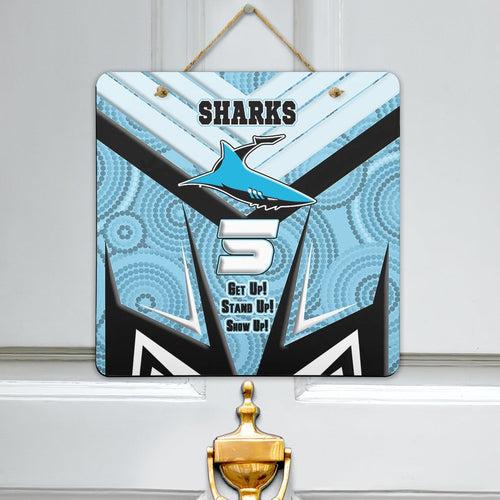 vibe-hoodie-hanging-door-sign-cronulla-sutherland-sharks-naidoc-2022-sporty-style-hanging-door-sign