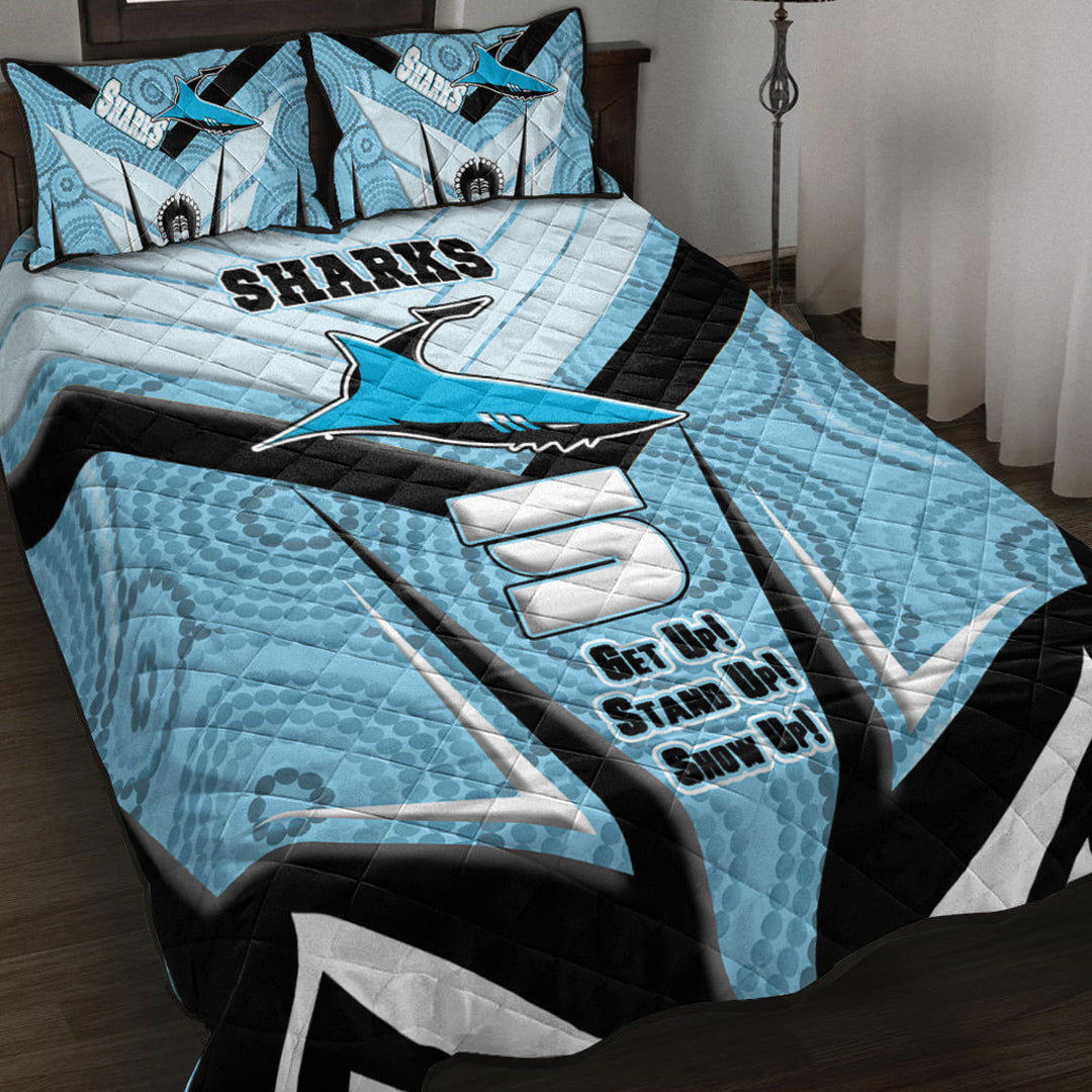 vibe-hoodie-quilt-bed-set-cronulla-sutherland-sharks-naidoc-2022-sporty-style-quilt-bed-set
