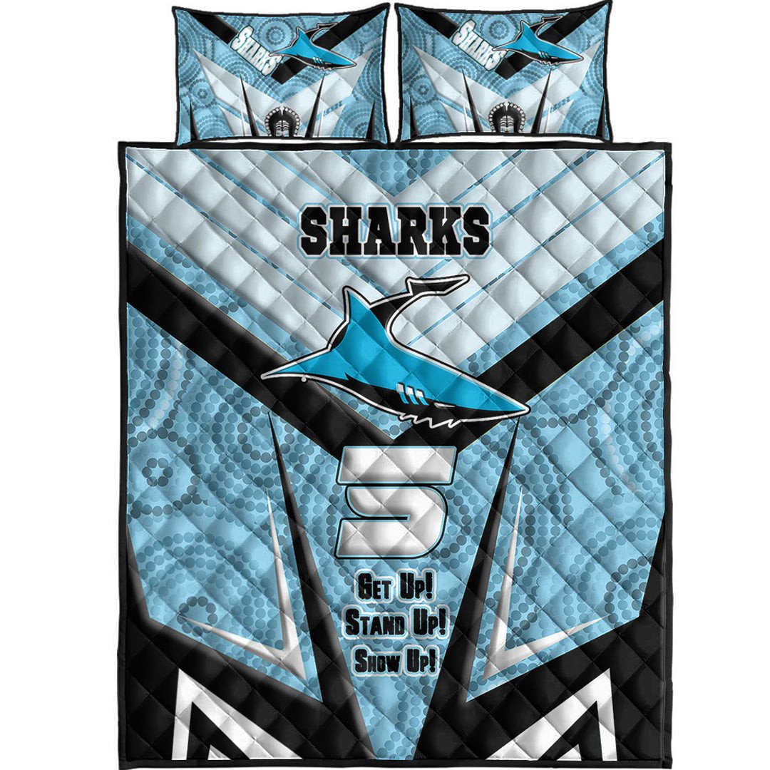 vibe-hoodie-quilt-bed-set-cronulla-sutherland-sharks-naidoc-2022-sporty-style-quilt-bed-set