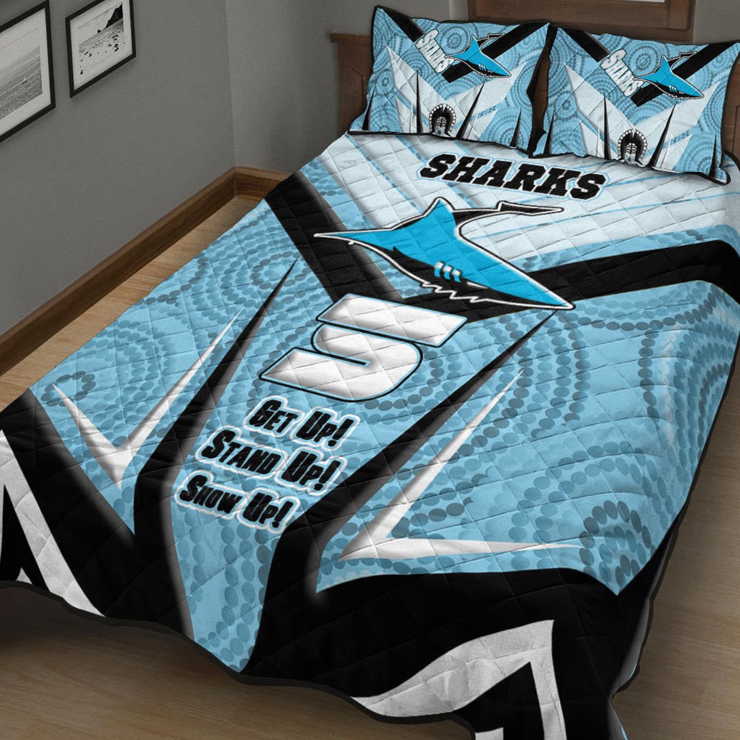 vibe-hoodie-quilt-bed-set-cronulla-sutherland-sharks-naidoc-2022-sporty-style-quilt-bed-set