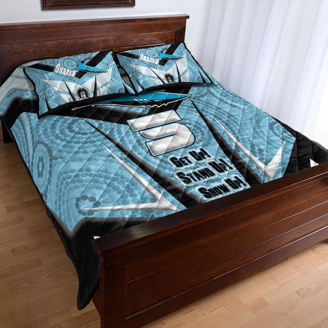 vibe-hoodie-quilt-bed-set-cronulla-sutherland-sharks-naidoc-2022-sporty-style-quilt-bed-set