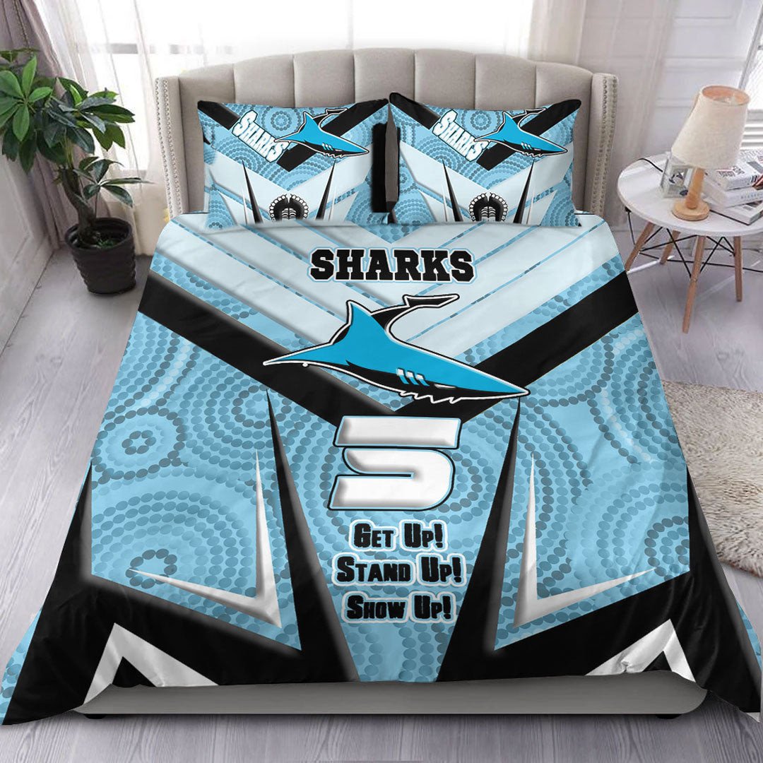 vibe-hoodie-bedding-set-cronulla-sutherland-sharks-naidoc-2022-sporty-style-bedding-set