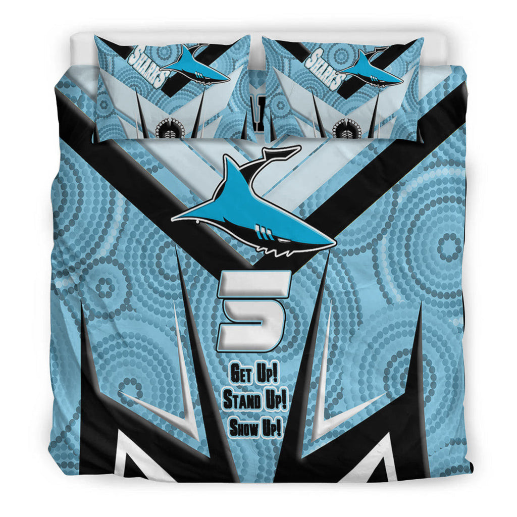 vibe-hoodie-bedding-set-cronulla-sutherland-sharks-naidoc-2022-sporty-style-bedding-set