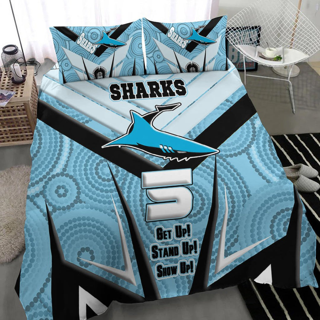 vibe-hoodie-bedding-set-cronulla-sutherland-sharks-naidoc-2022-sporty-style-bedding-set