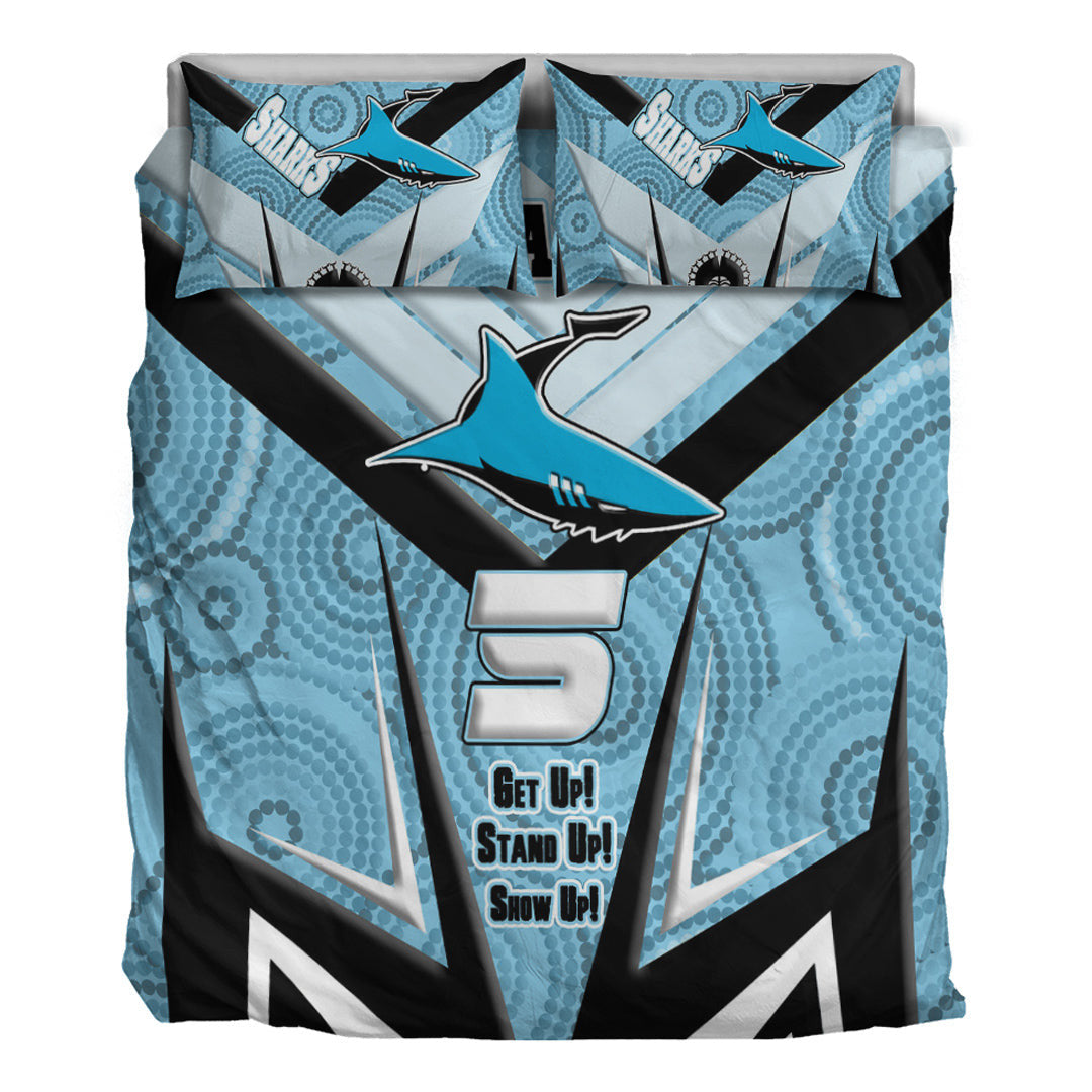 vibe-hoodie-bedding-set-cronulla-sutherland-sharks-naidoc-2022-sporty-style-bedding-set