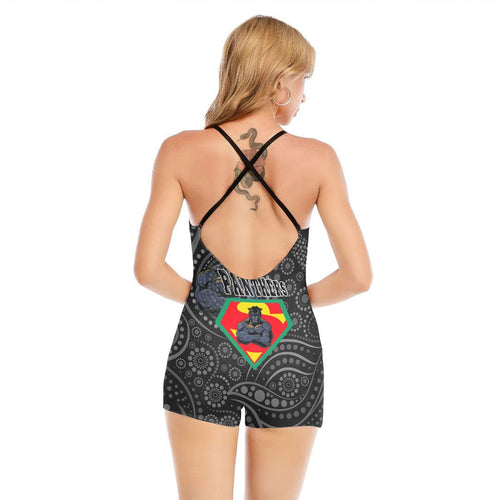 vibe-hoodie-clothing-penrith-panthers-superman-womens-backless-romper-with-black-straps