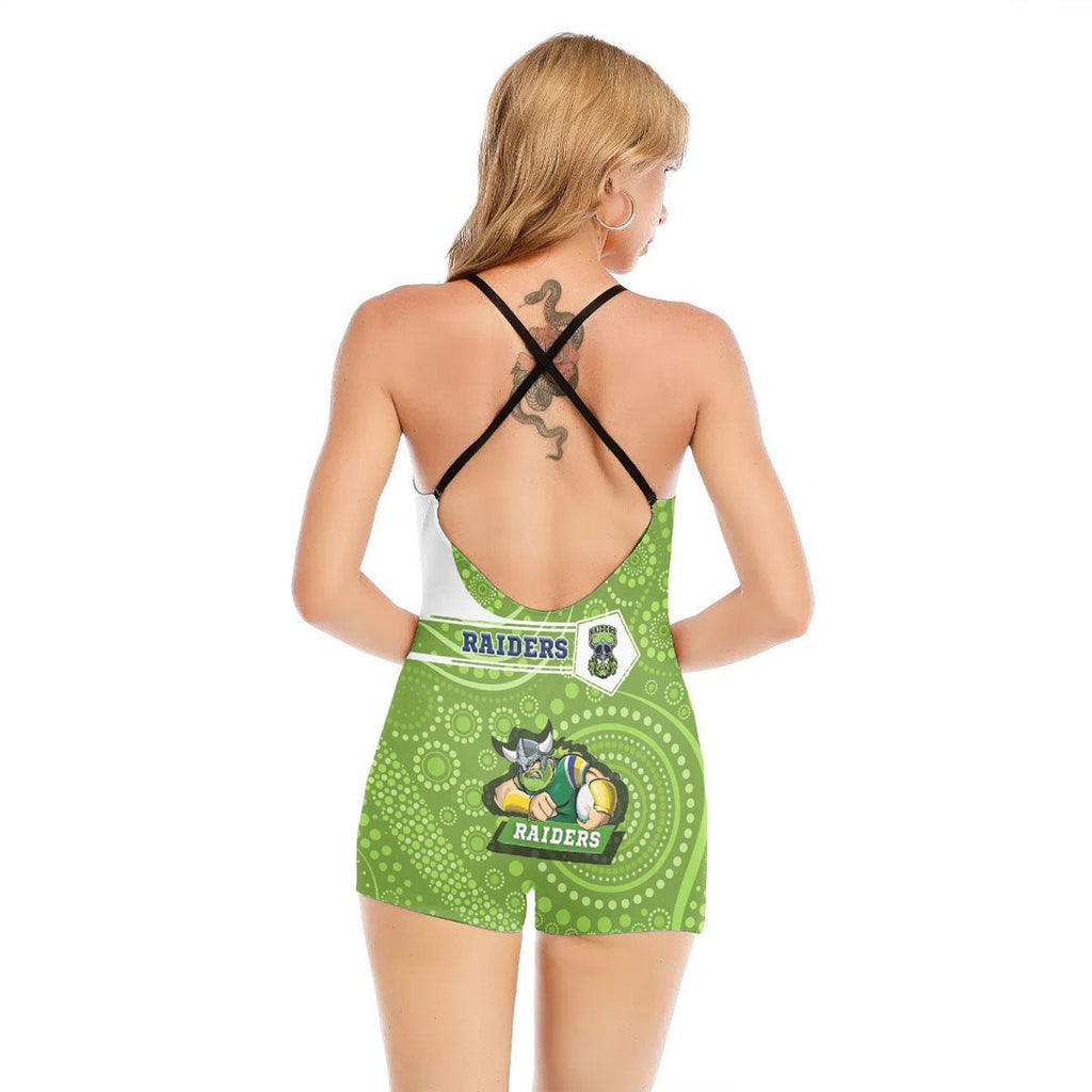 vibe-hoodie-clothing-canberra-raiders-simple-style-womens-backless-romper-with-black-straps