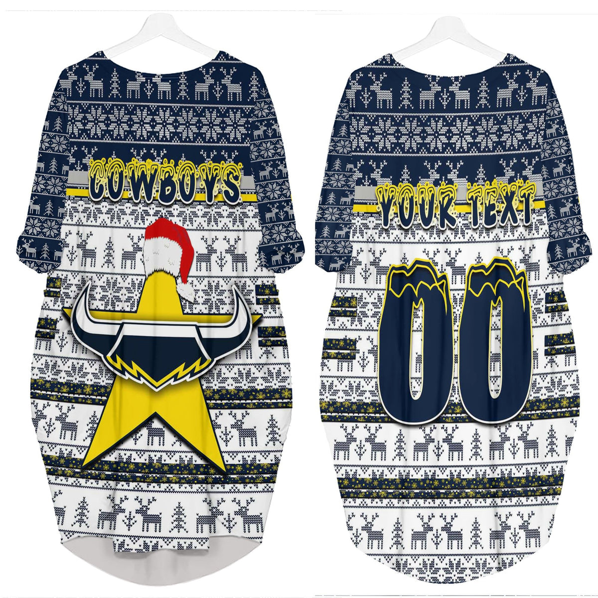 vibe-hoodie-clothing-north-queensland-cowboys-christmas-batwing-pocket-dress