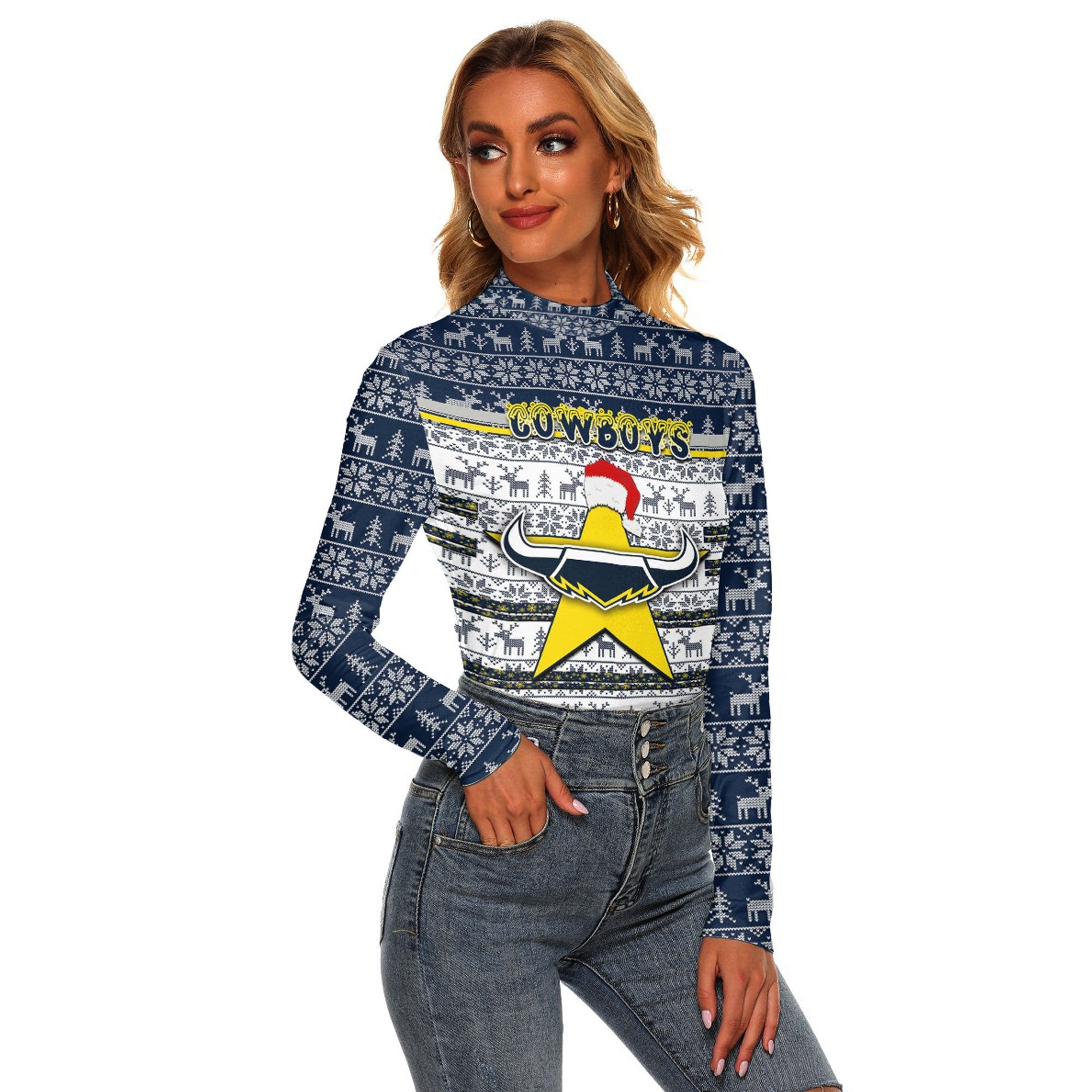 custom-vibe-hoodie-clothing-north-queensland-cowboys-aboriginal-tattoo-womens-stretchable-turtleneck-top