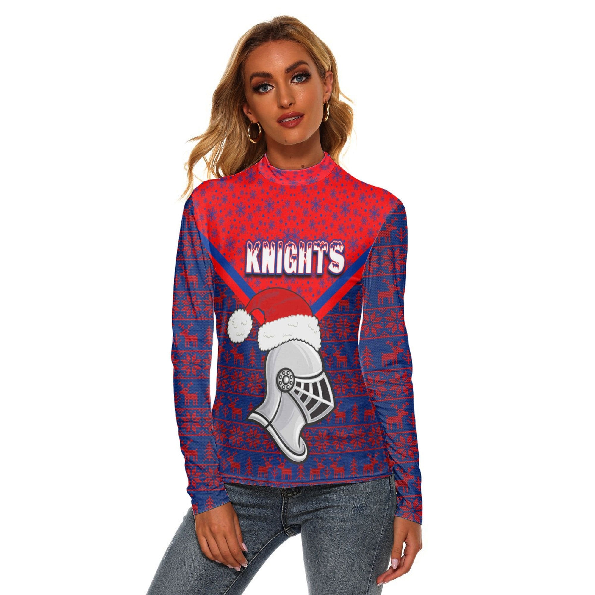 vibe-hoodie-clothing-newcastle-knights-christmas-womens-stretchable-turtleneck-top