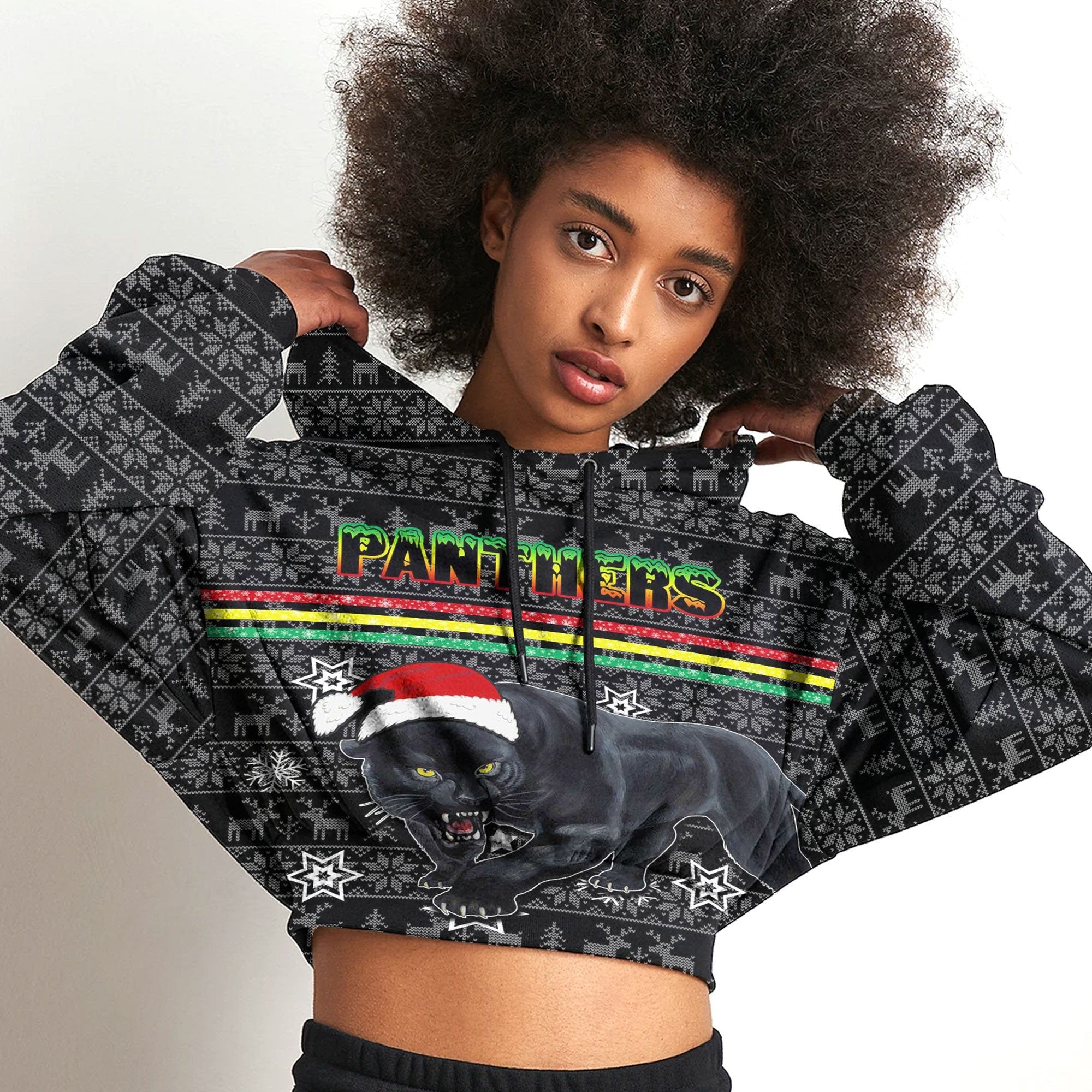 vibe-hoodie-clothing-penrith-panthers-christmas-croptop-hoodie