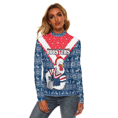 vibe-hoodie-clothing-sydney-roosters-christmas-womens-stretchable-turtleneck-top