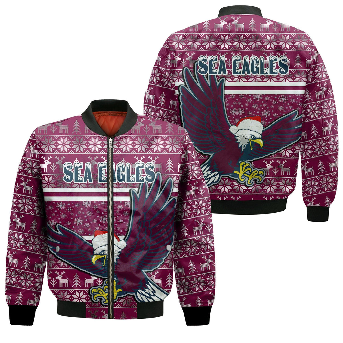 vibe-hoodie-jacket-manly-warringah-sea-eagles-christmas-sleeve-zip-bomber-jacket