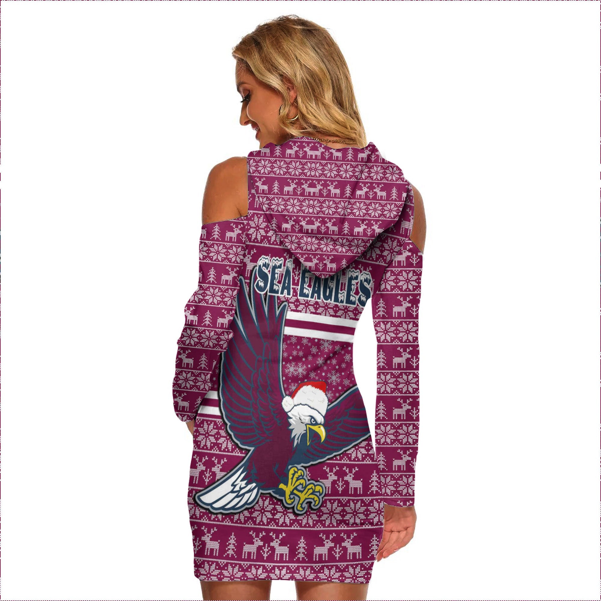 vibe-hoodie-clothing-manly-warringah-sea-eagles-christmas-womens-tight-dress