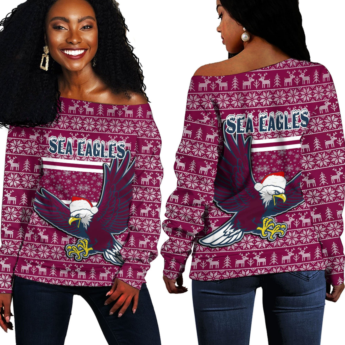vibe-hoodie-clothing-manly-warringah-sea-eagles-christmas-off-shoulder-sweaters